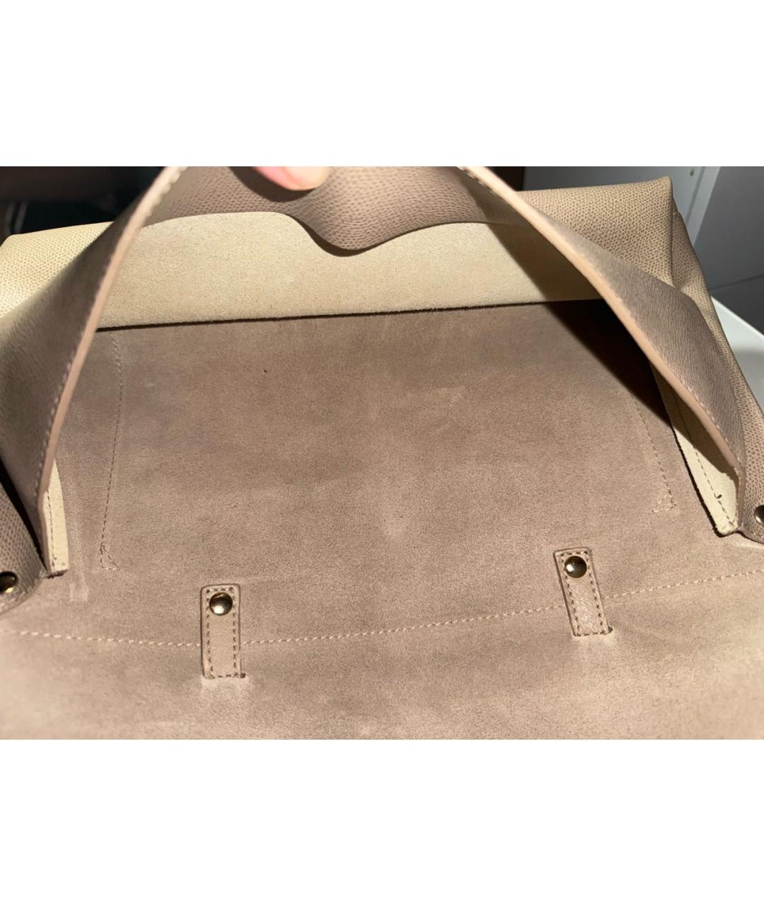 FURLA Бежевая кожаная сумка с короткими ручками, фото 5