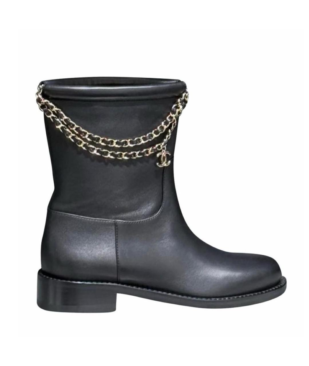 CHANEL Черные кожаные сапоги, фото 2