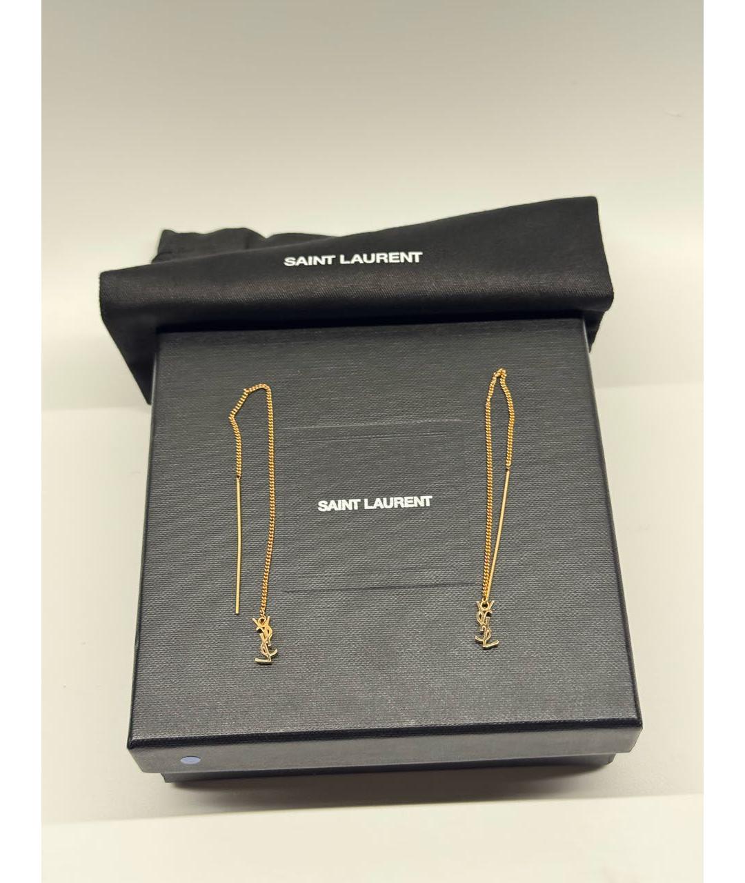 SAINT LAURENT Золотые латунные серьги, фото 3