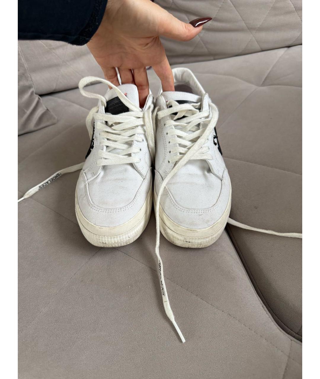 OFF-WHITE Белые текстильные кеды, фото 5