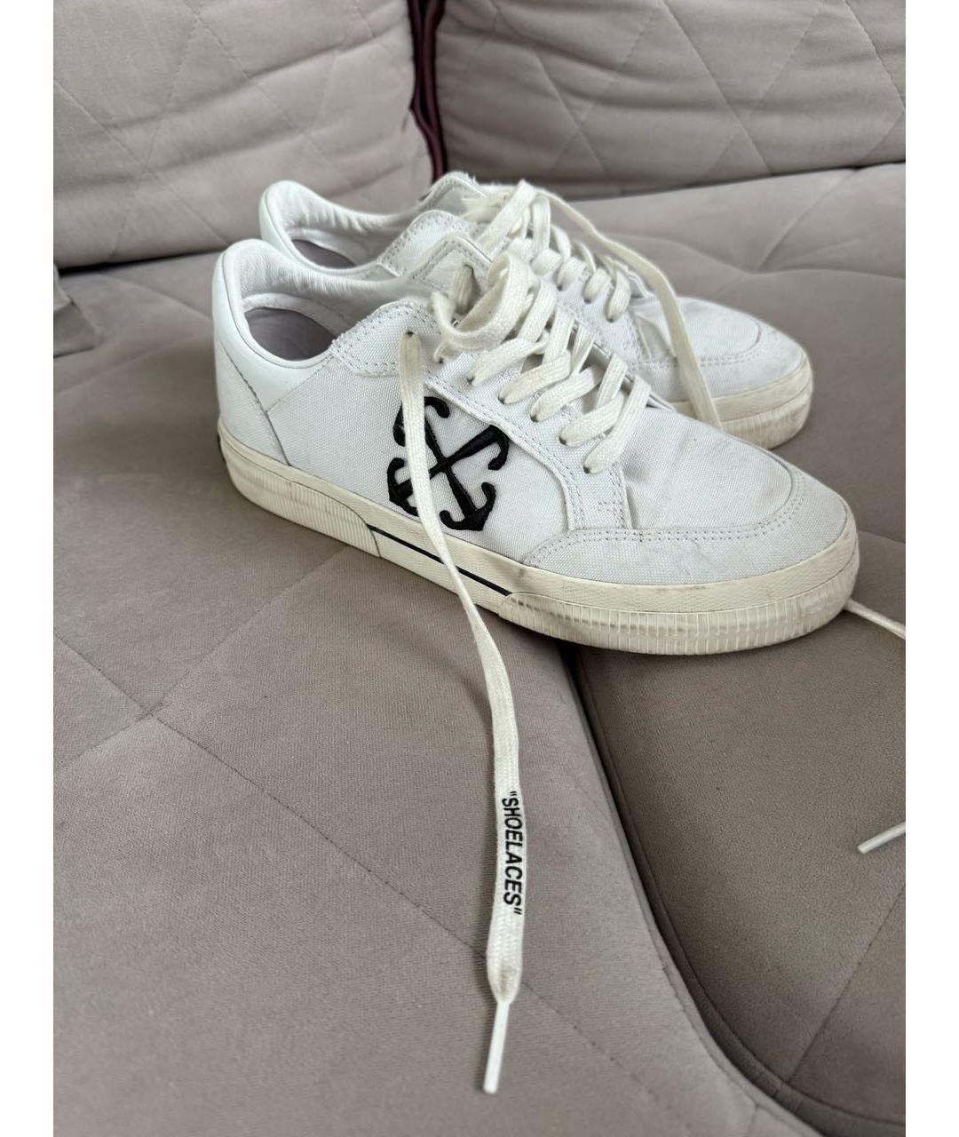OFF-WHITE Белые текстильные кеды, фото 3