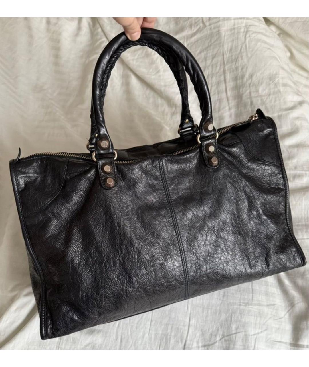 BALENCIAGA Черная кожаная сумка с короткими ручками, фото 2
