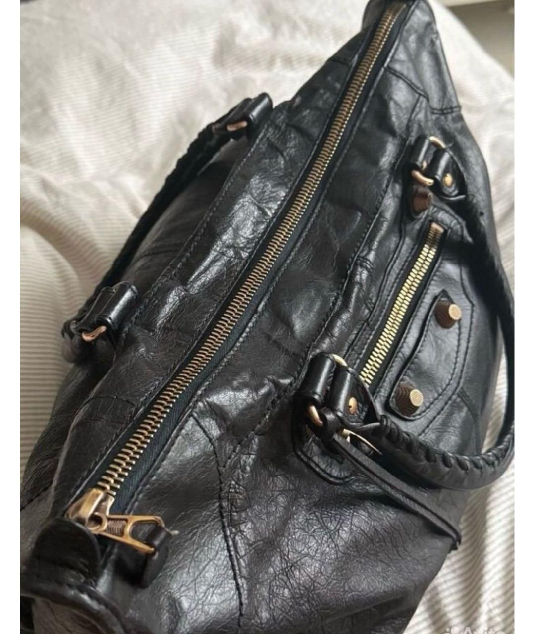 BALENCIAGA Черная кожаная сумка с короткими ручками, фото 4