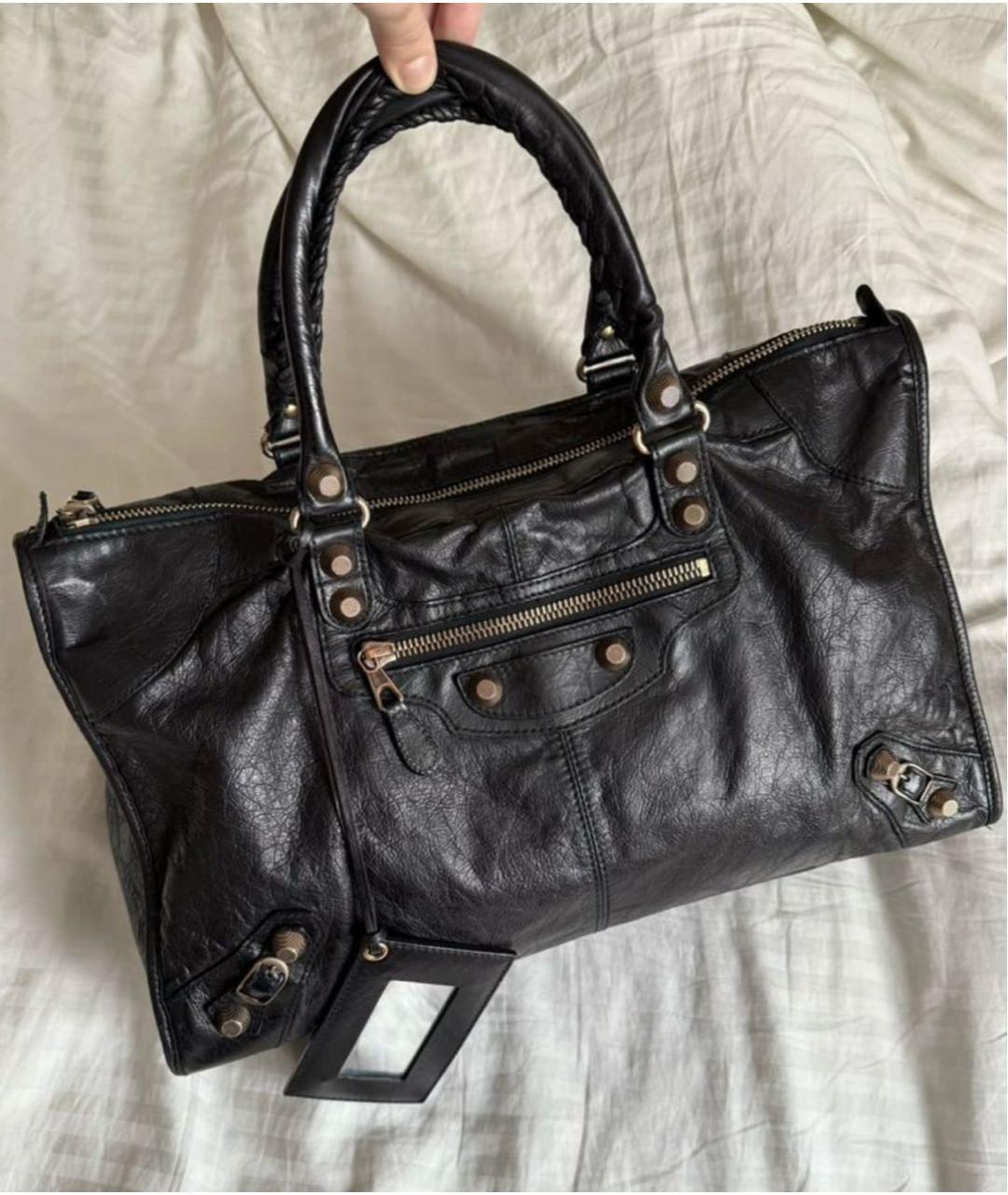 BALENCIAGA Черная кожаная сумка с короткими ручками, фото 7