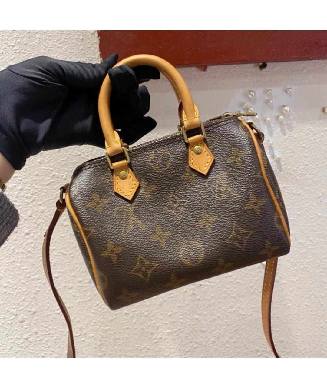 LOUIS VUITTON Коричневая кожаная сумка через плечо, фото 9