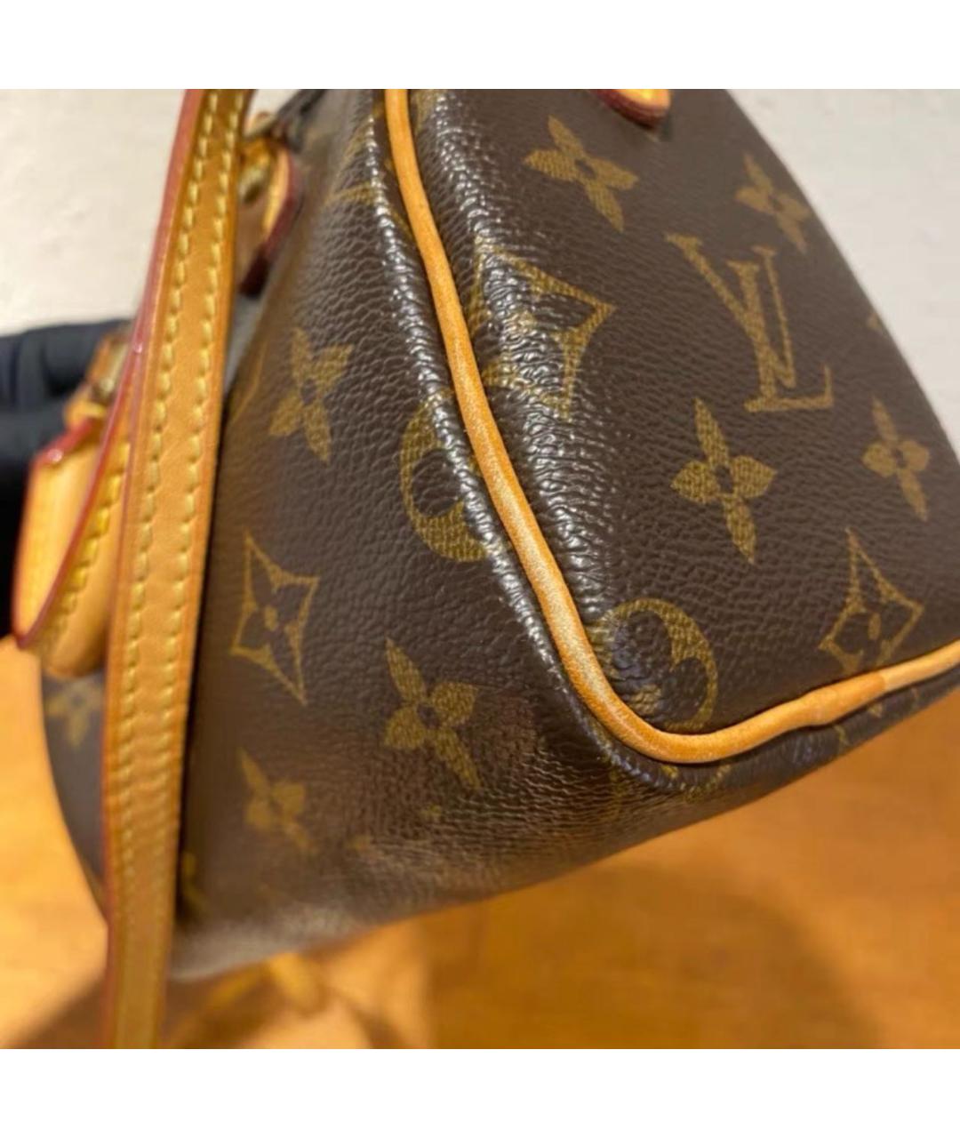 LOUIS VUITTON Коричневая кожаная сумка через плечо, фото 6