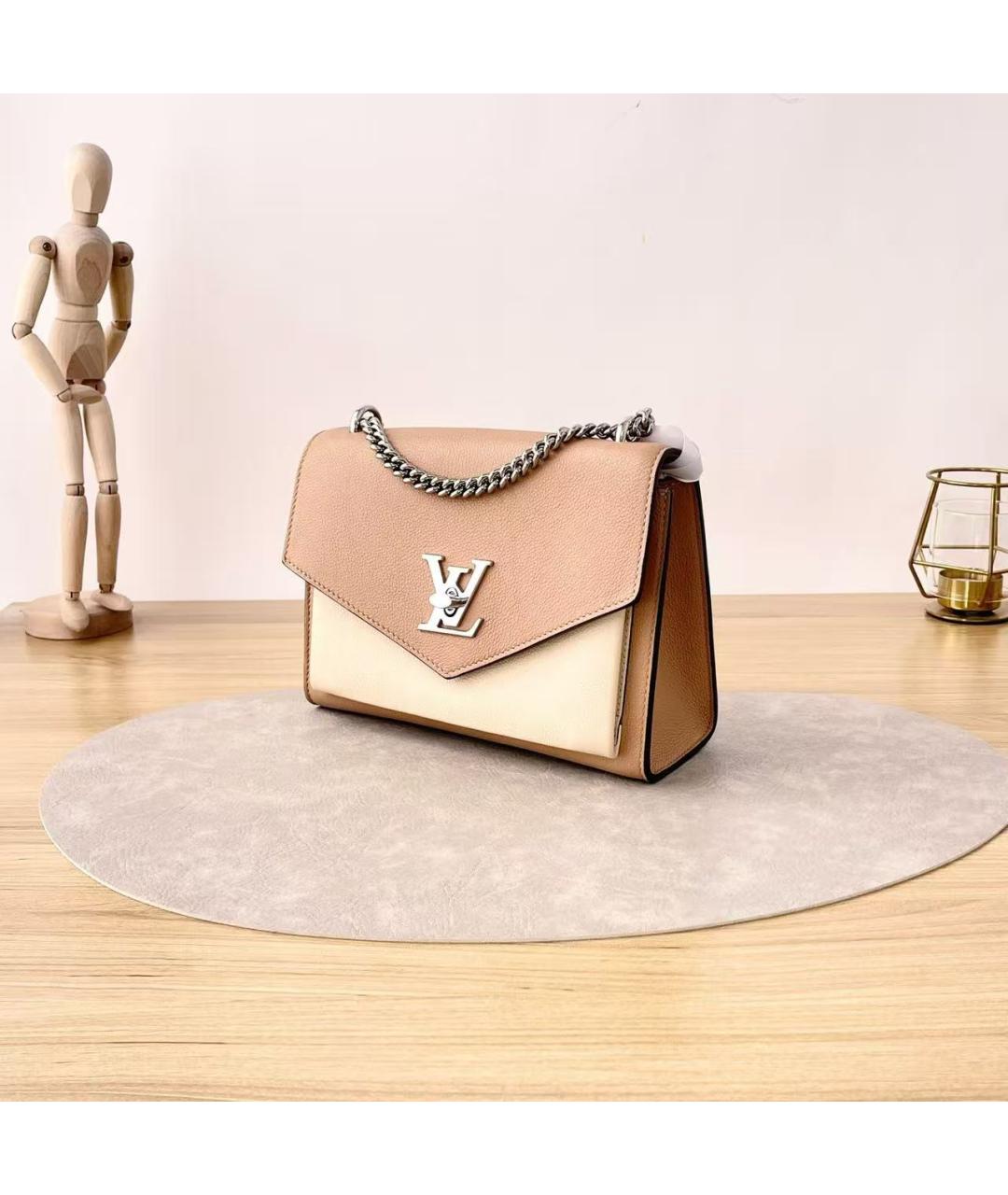 LOUIS VUITTON Бежевая кожаная сумка через плечо, фото 2