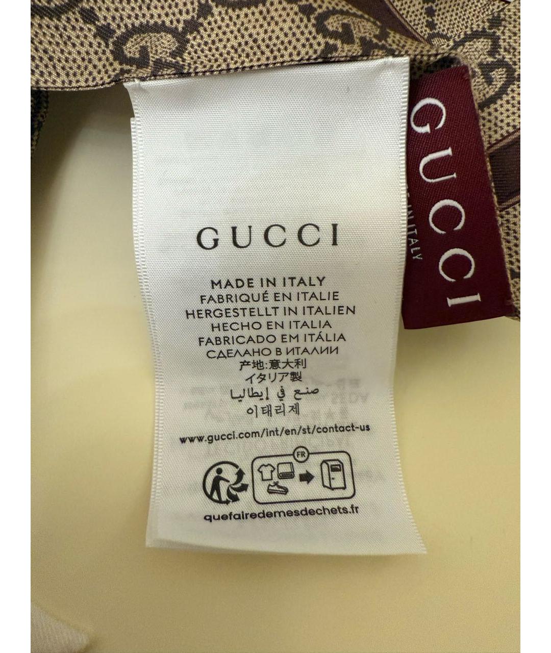GUCCI Бежевый шелковый платок, фото 5