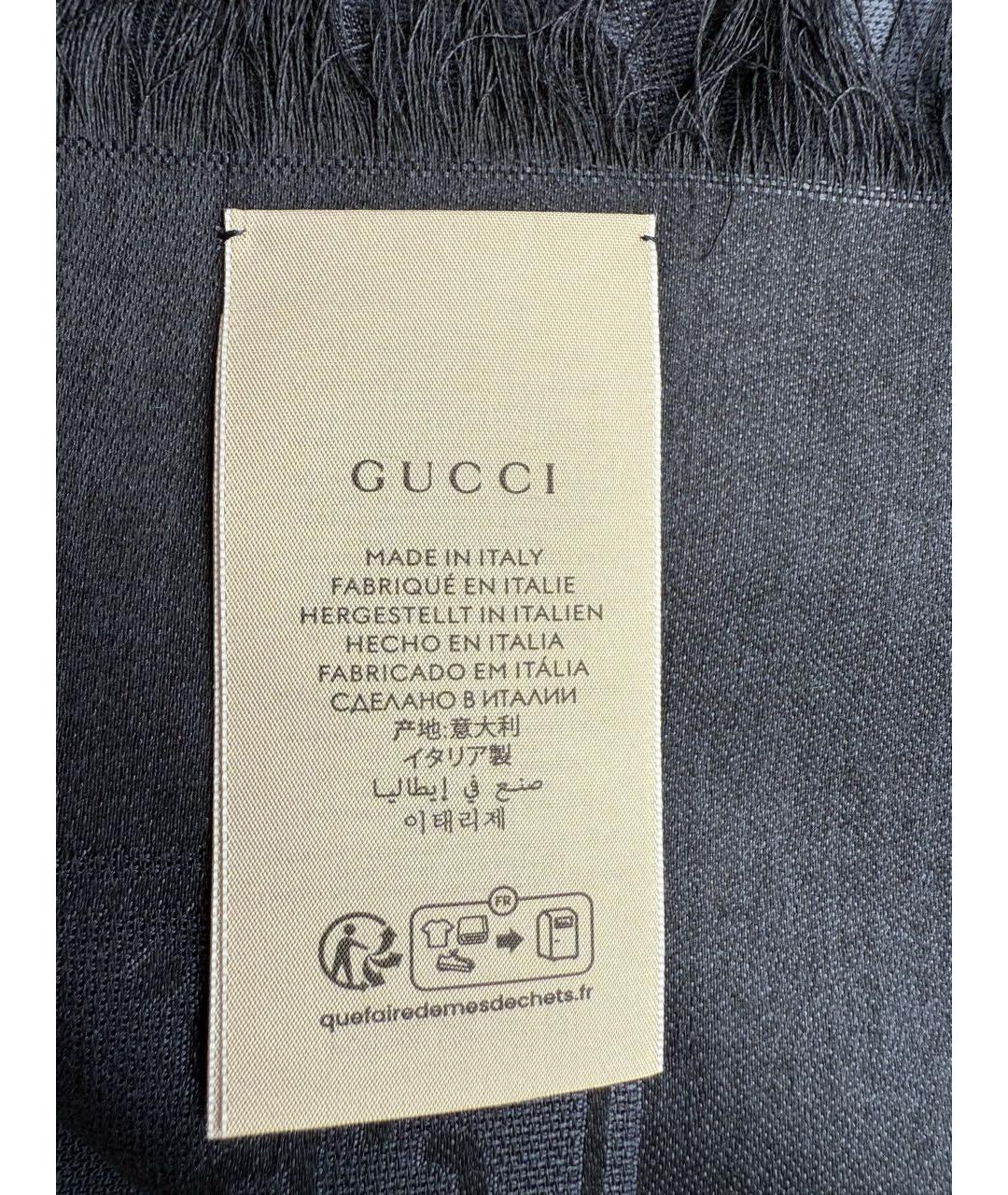 GUCCI Темно-синий шелковый платок, фото 3