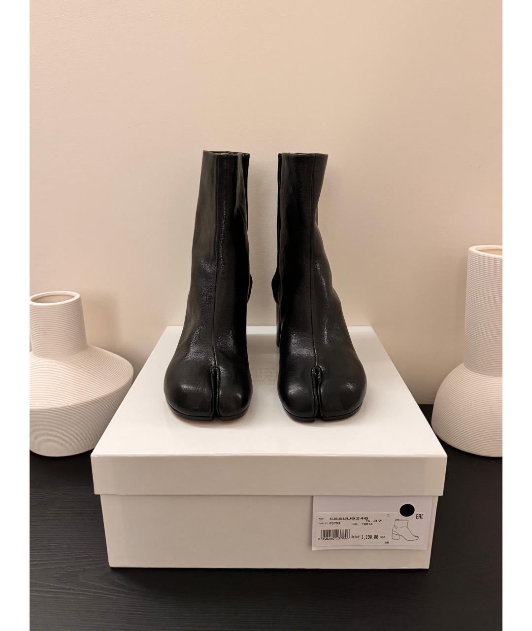 MAISON MARGIELA Черные кожаные ботильоны, фото 2
