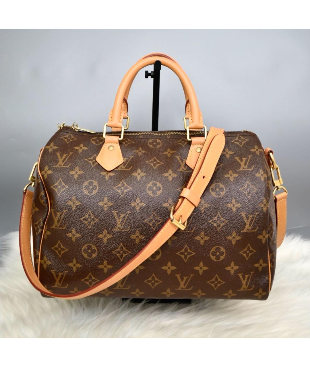 LOUIS VUITTON Коричневая кожаная сумка через плечо, фото 9