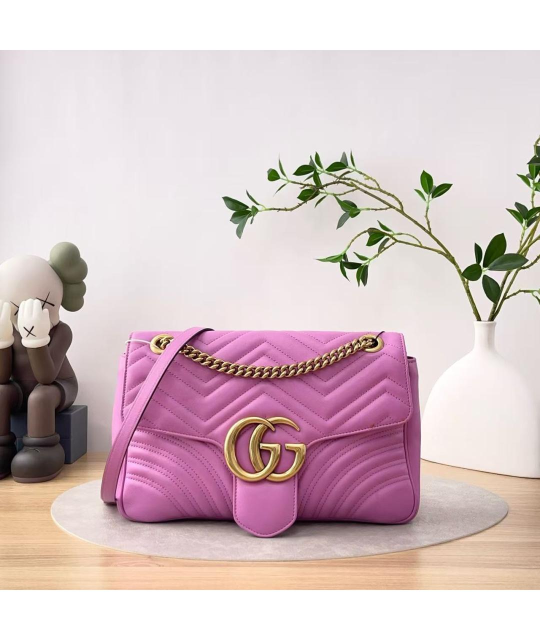 GUCCI Розовая кожаная сумка через плечо, фото 2