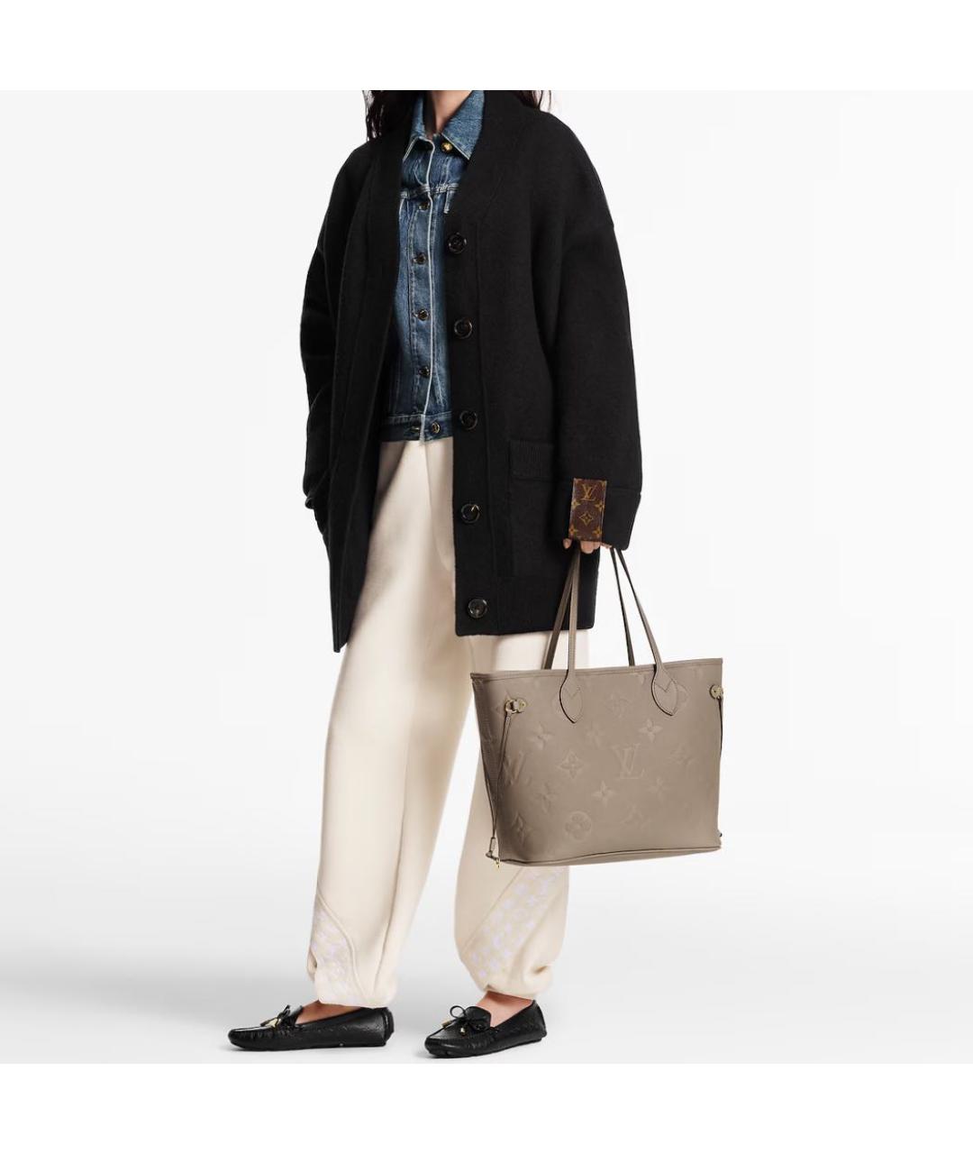 LOUIS VUITTON Бежевая кожаная сумка тоут, фото 3