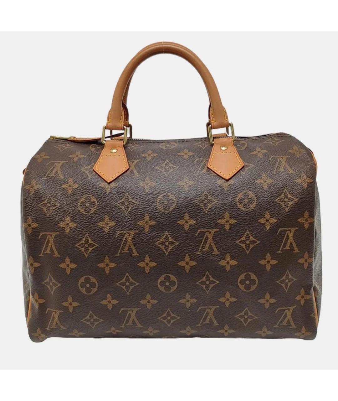 LOUIS VUITTON Коричневая кожаная сумка с короткими ручками, фото 4