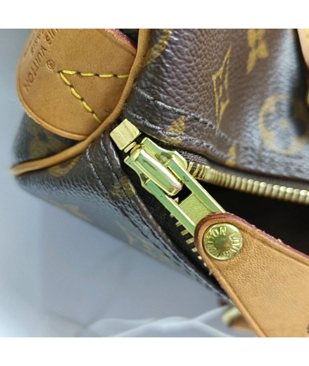 LOUIS VUITTON Коричневая кожаная сумка с короткими ручками, фото 8