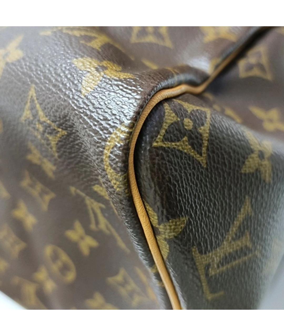 LOUIS VUITTON Коричневая кожаная сумка с короткими ручками, фото 7