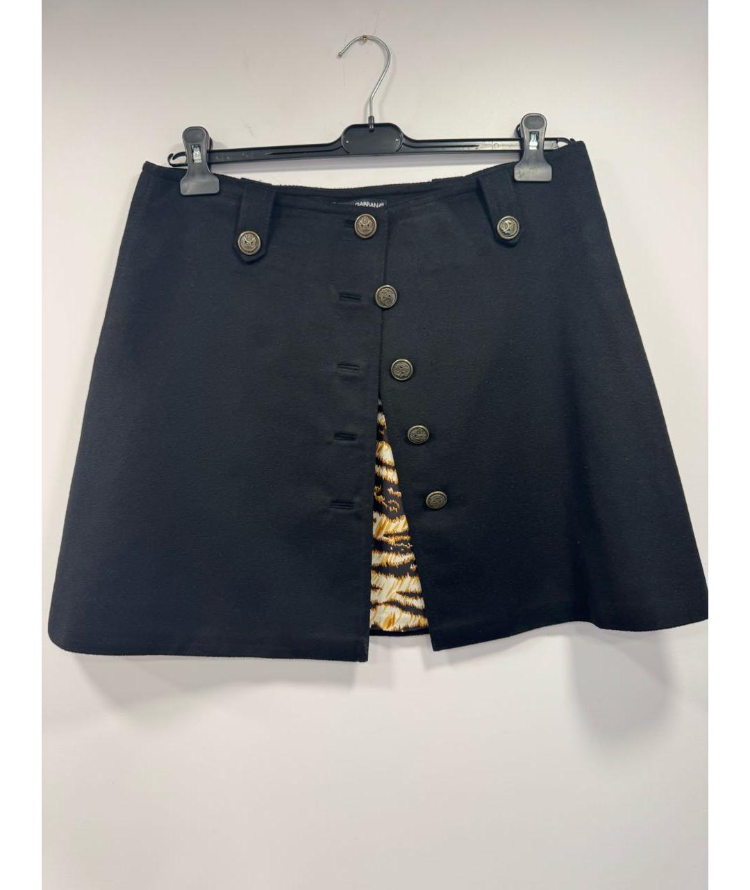 DOLCE&GABBANA Черная кашемировая юбка мини, фото 5