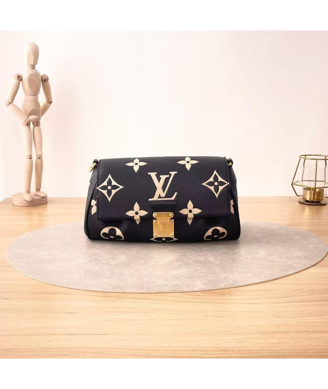 LOUIS VUITTON Черная кожаная сумка через плечо, фото 3