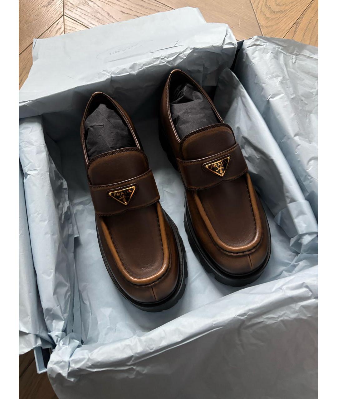 PRADA Коричневые кожаные лоферы, фото 2