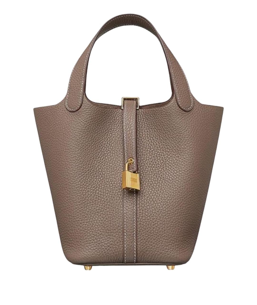 HERMES Коричневая кожаная сумка тоут, фото 1