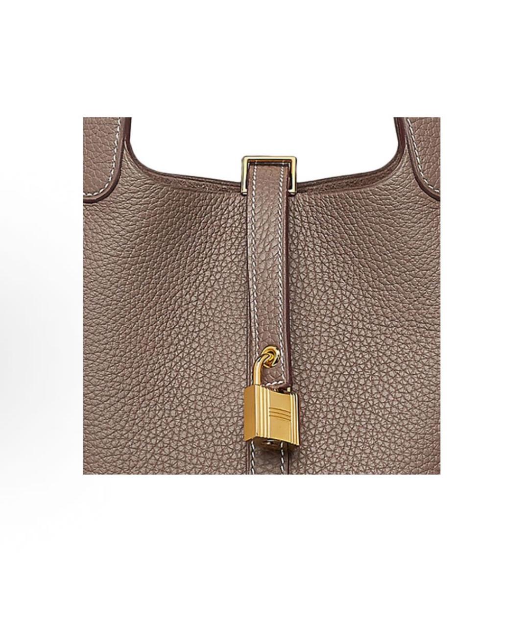 HERMES Коричневая кожаная сумка тоут, фото 4