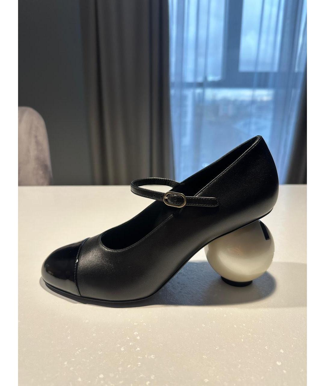 CHANEL Черные кожаные туфли, фото 5