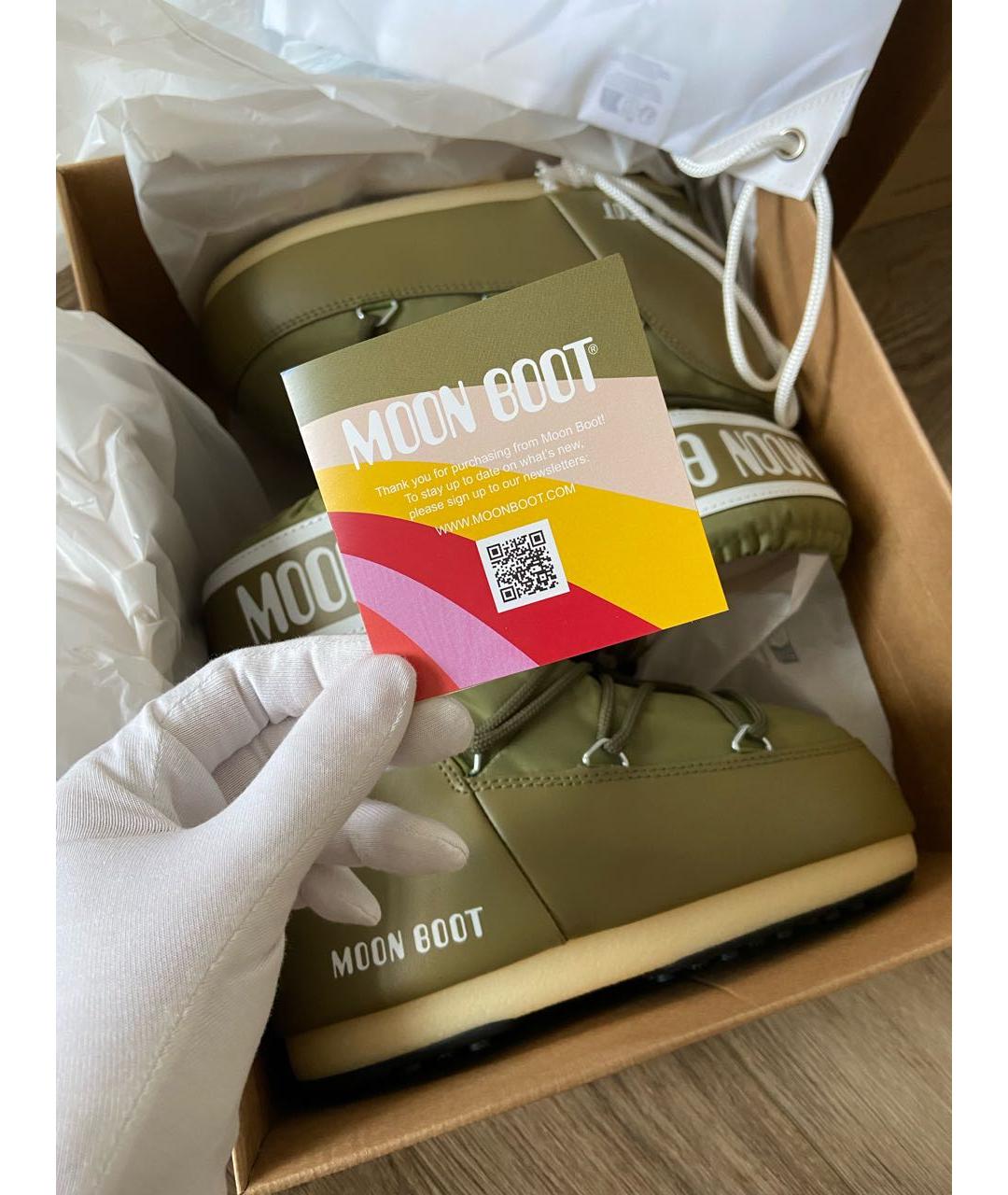 MOON BOOT Хаки текстильные ботинки, фото 5