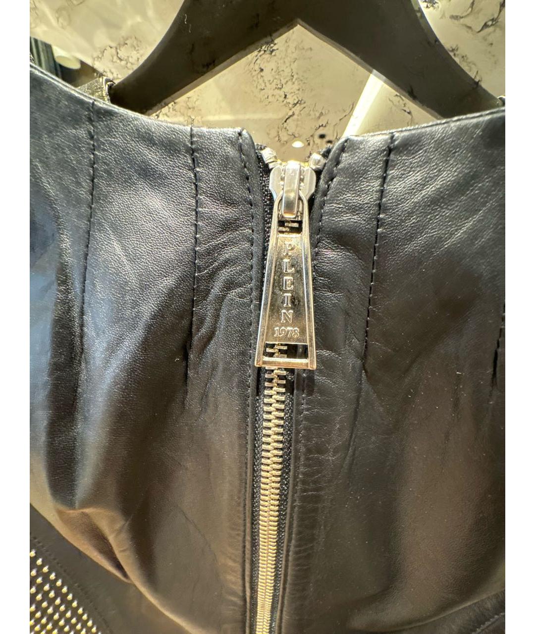 PHILIPP PLEIN Черное кожаное коктейльное платье, фото 5