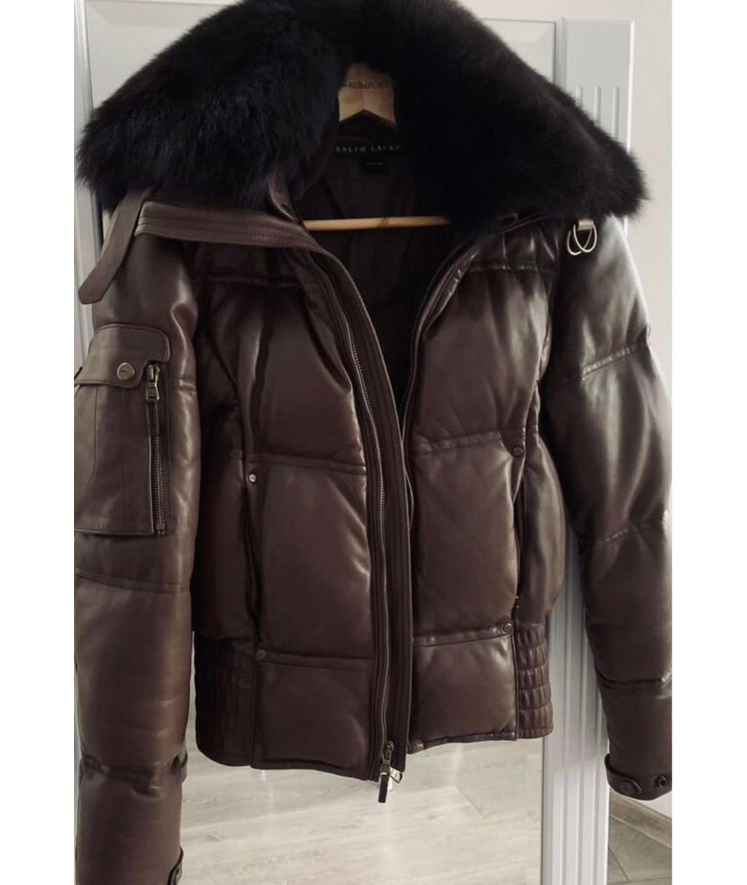 RALPH LAUREN Коричневый кожаный пуховик, фото 4