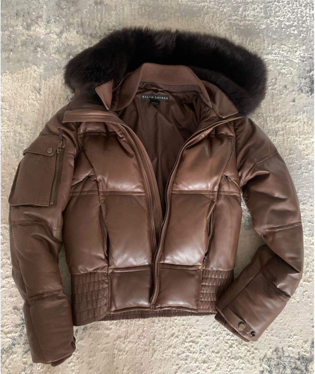 RALPH LAUREN Коричневый кожаный пуховик, фото 9