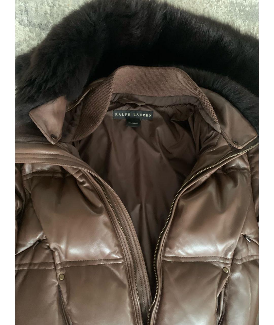 RALPH LAUREN Коричневый кожаный пуховик, фото 3