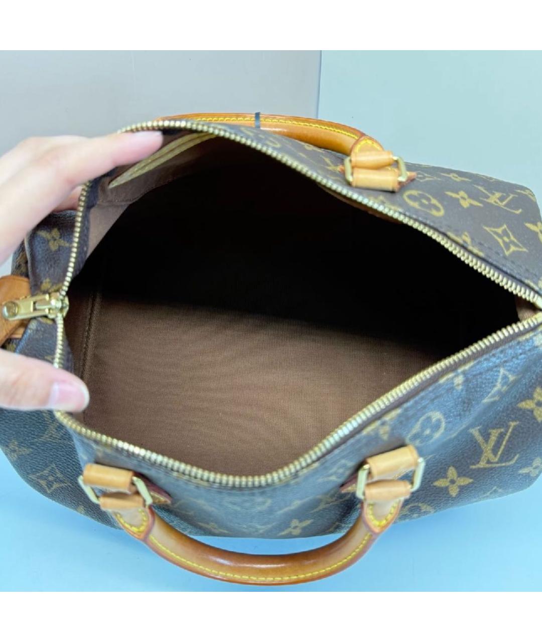 LOUIS VUITTON Коричневая кожаная сумка с короткими ручками, фото 6
