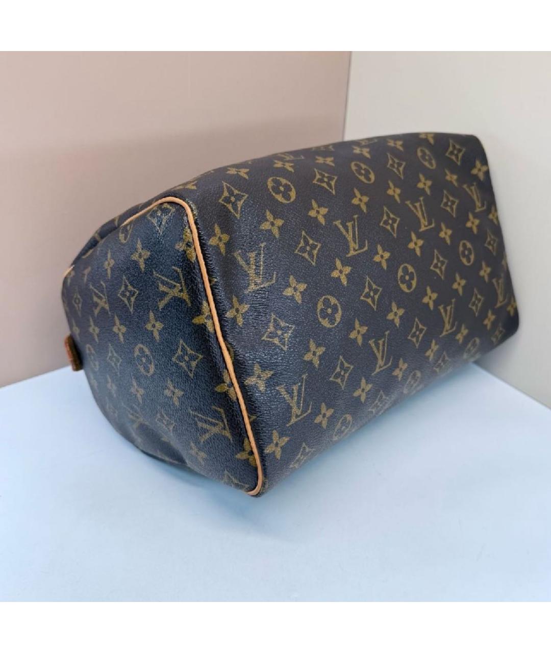LOUIS VUITTON Коричневая кожаная сумка с короткими ручками, фото 5