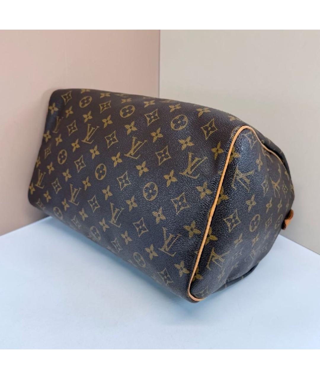 LOUIS VUITTON Коричневая кожаная сумка с короткими ручками, фото 7