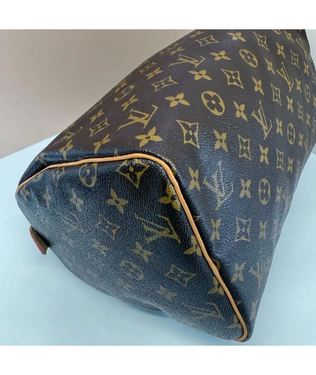 LOUIS VUITTON Коричневая кожаная сумка с короткими ручками, фото 8