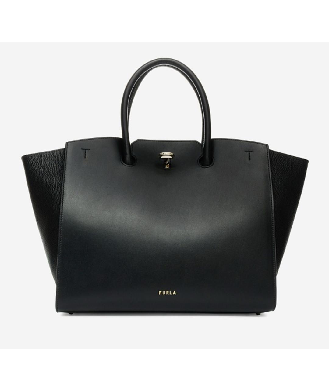 FURLA Черная кожаная сумка тоут, фото 8