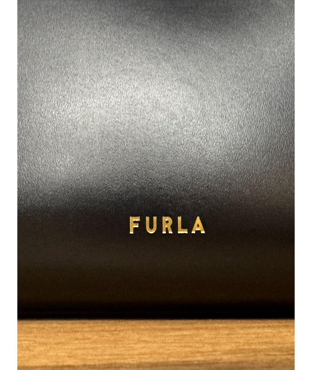 FURLA Черная кожаная сумка тоут, фото 5