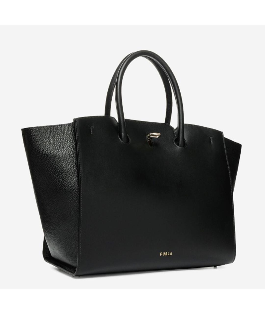 FURLA Черная кожаная сумка тоут, фото 2