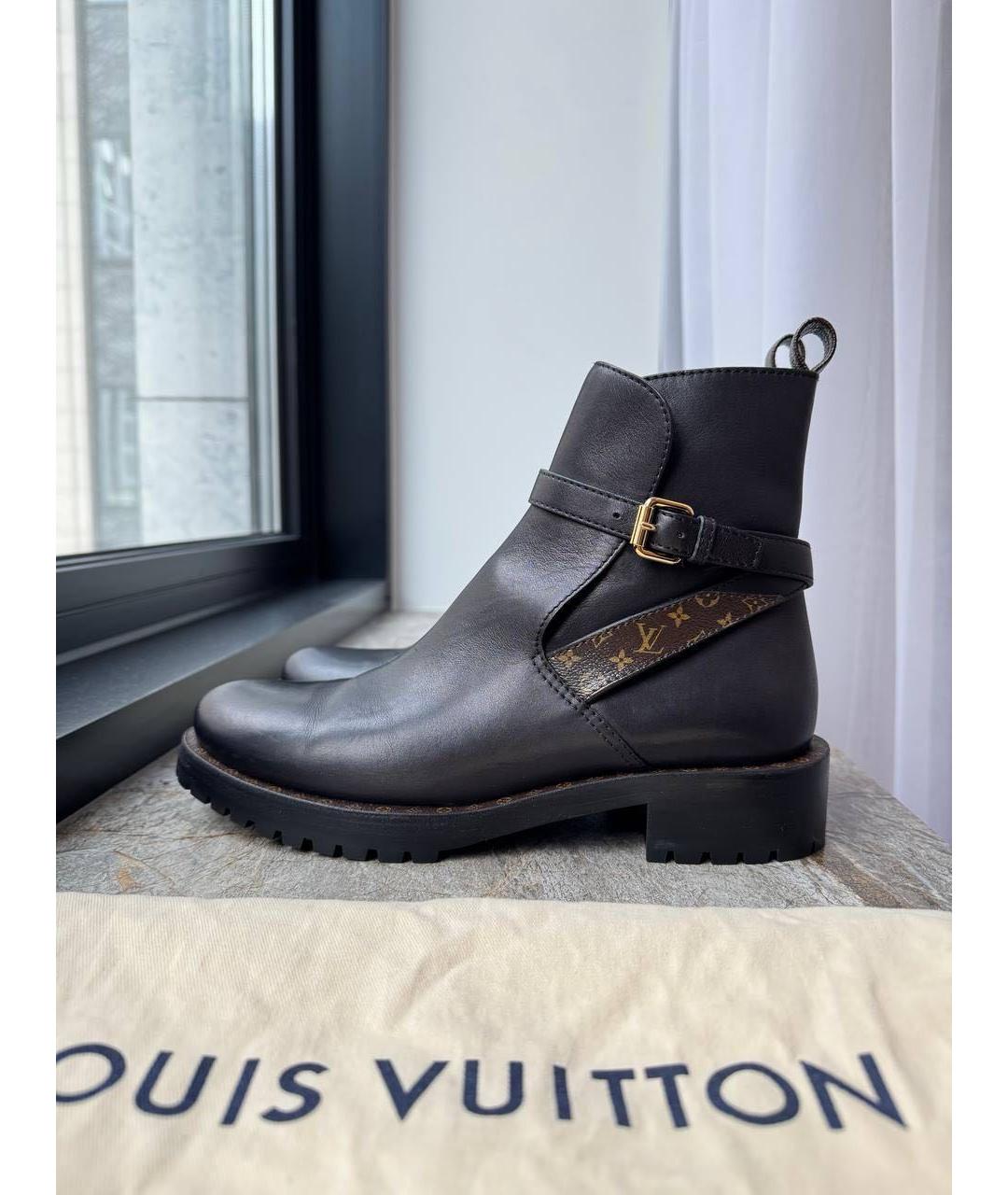 LOUIS VUITTON Черные кожаные полусапоги, фото 6