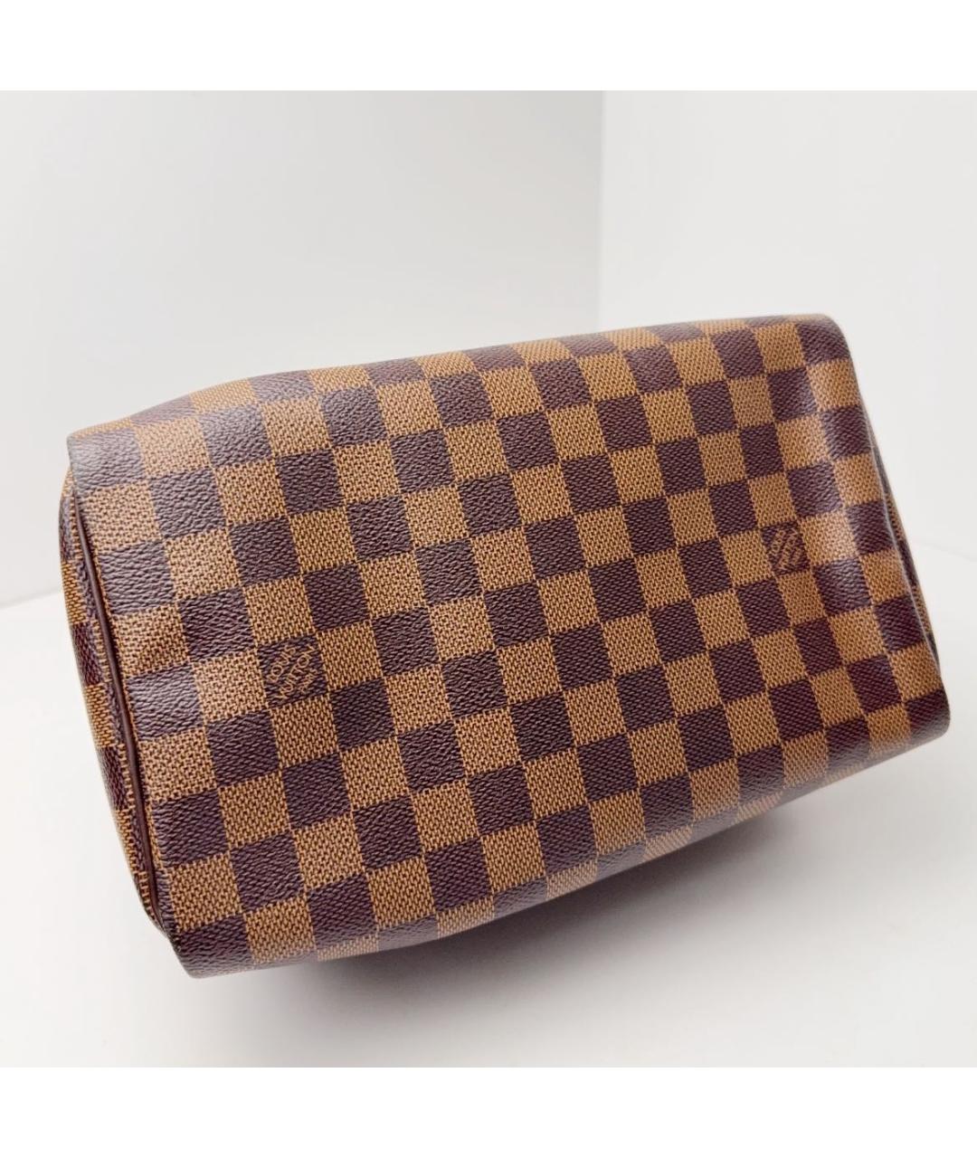 LOUIS VUITTON Коричневая кожаная сумка с короткими ручками, фото 7