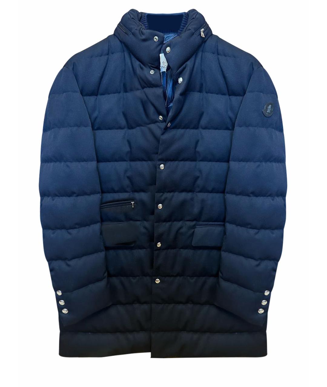 MONCLER Темно-синий шерстяной пуховик, фото 1