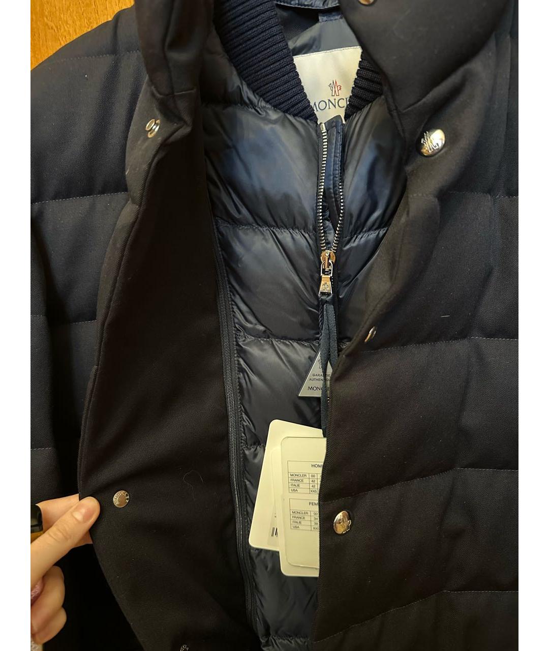 MONCLER Темно-синий шерстяной пуховик, фото 3
