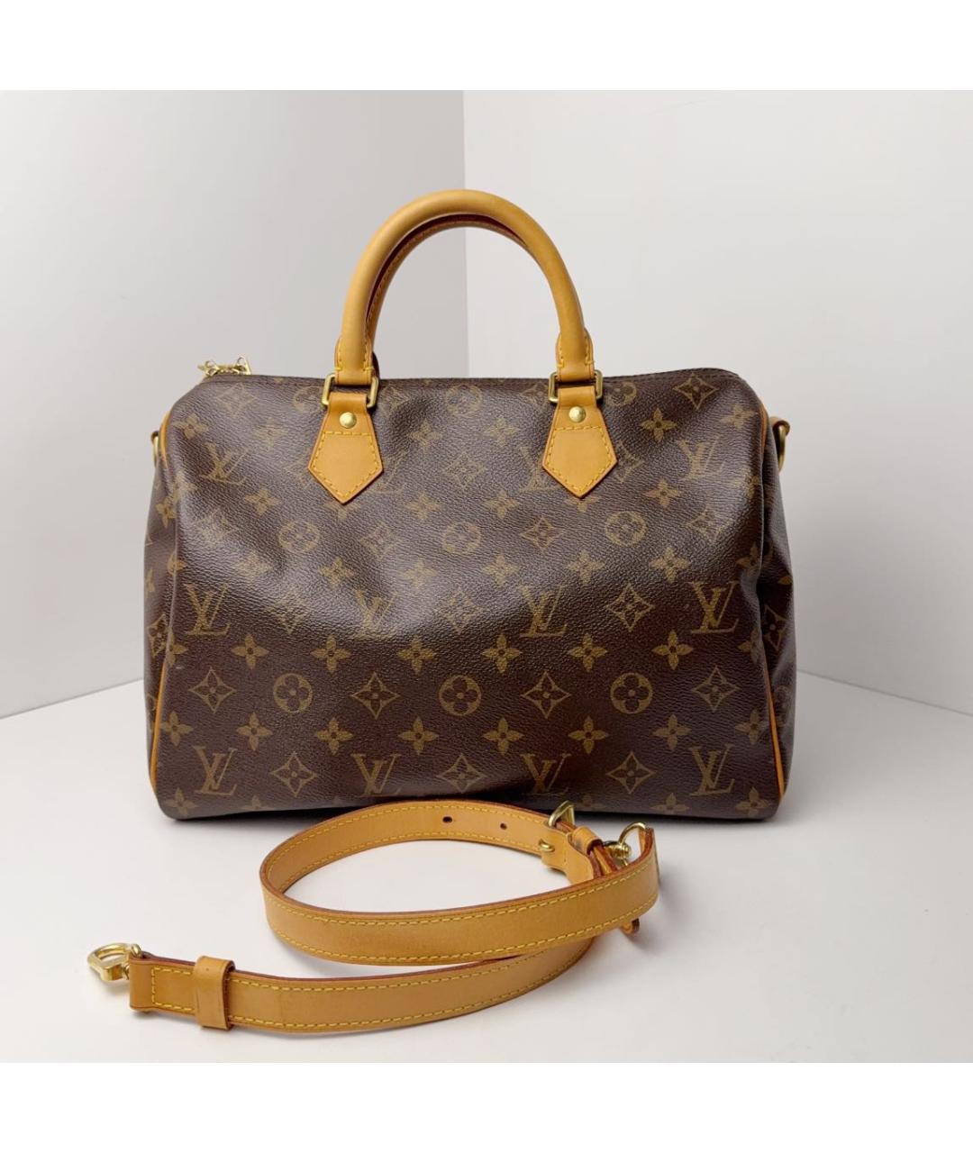 LOUIS VUITTON Коричневая кожаная сумка через плечо, фото 9