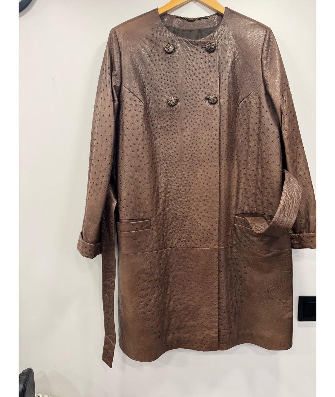 JUST CAVALLI Коричневое пальто из экзотической кожи, фото 8
