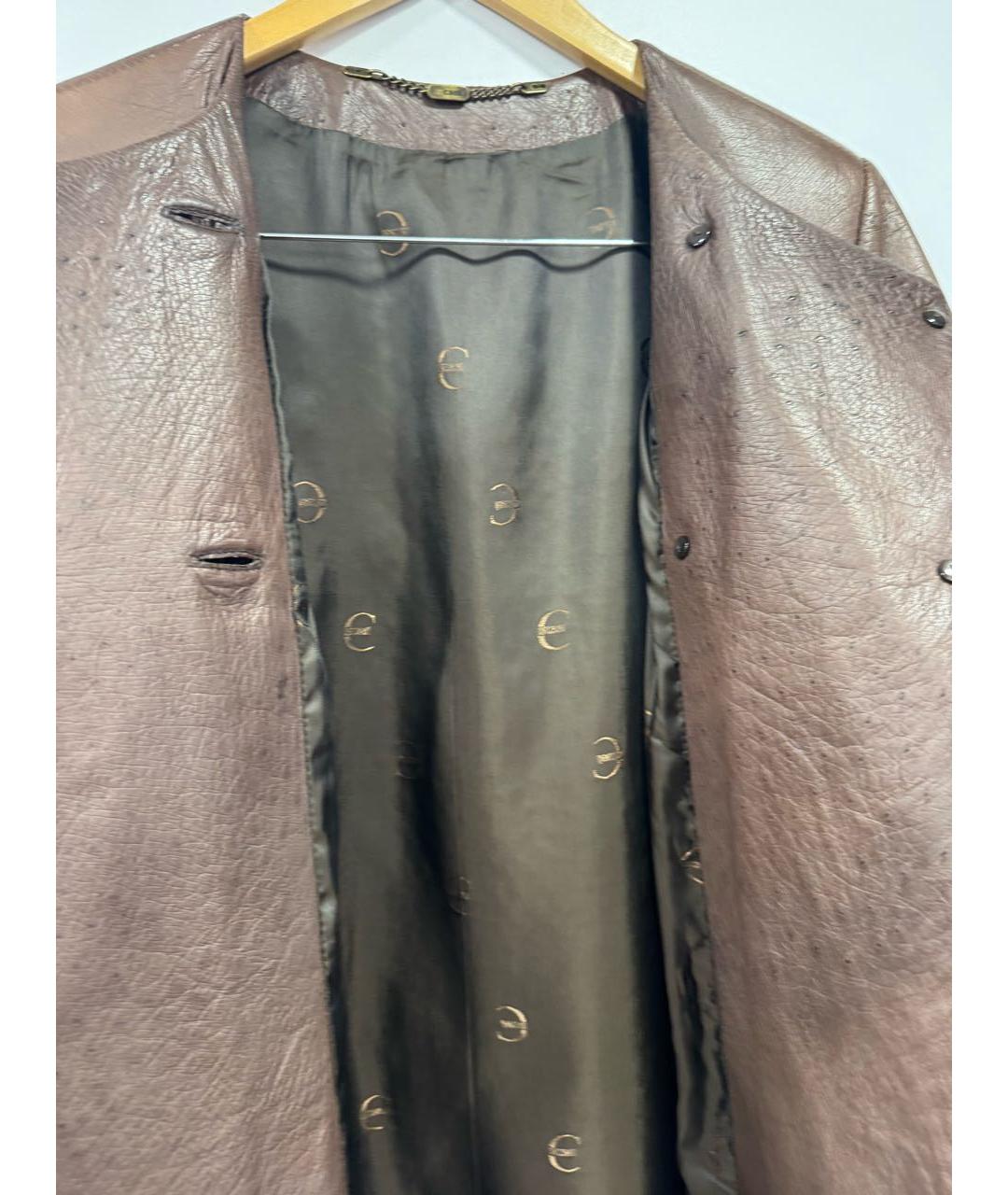 JUST CAVALLI Коричневое пальто из экзотической кожи, фото 3