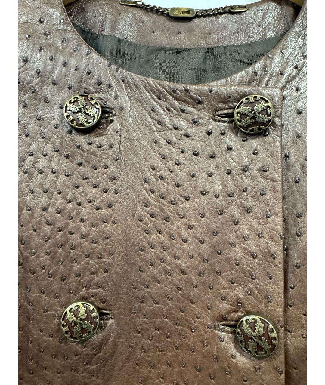 JUST CAVALLI Коричневое пальто из экзотической кожи, фото 4