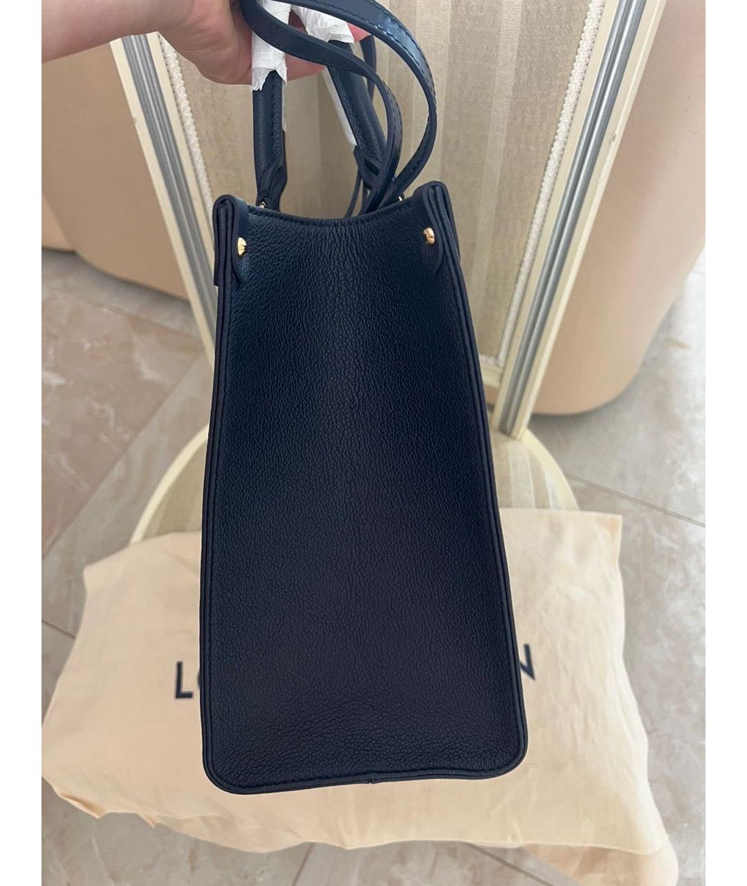 LOUIS VUITTON Темно-синяя кожаная сумка тоут, фото 3