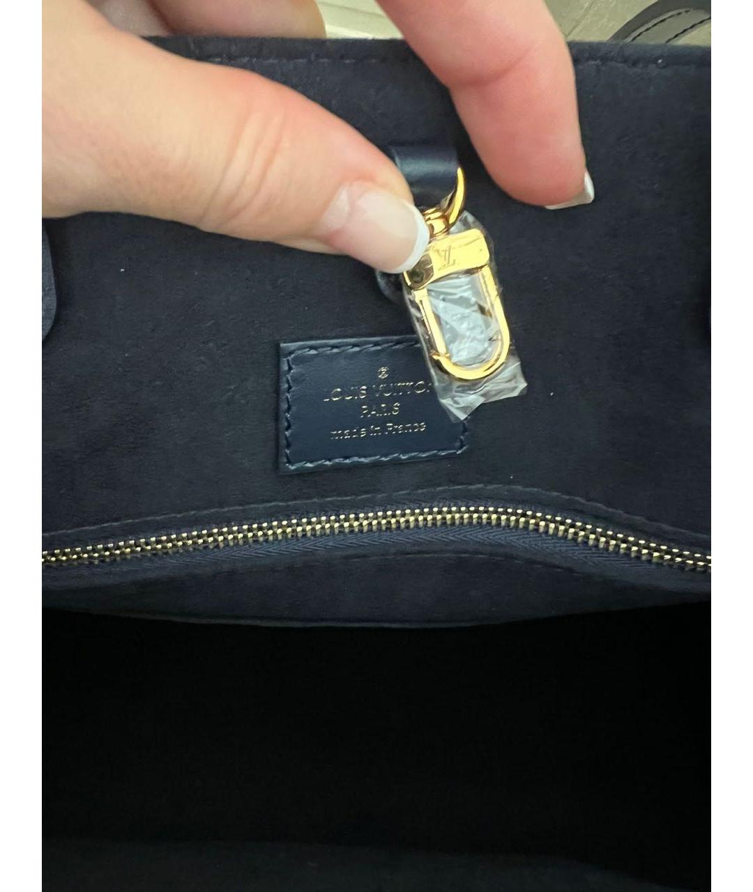 LOUIS VUITTON Темно-синяя кожаная сумка тоут, фото 4