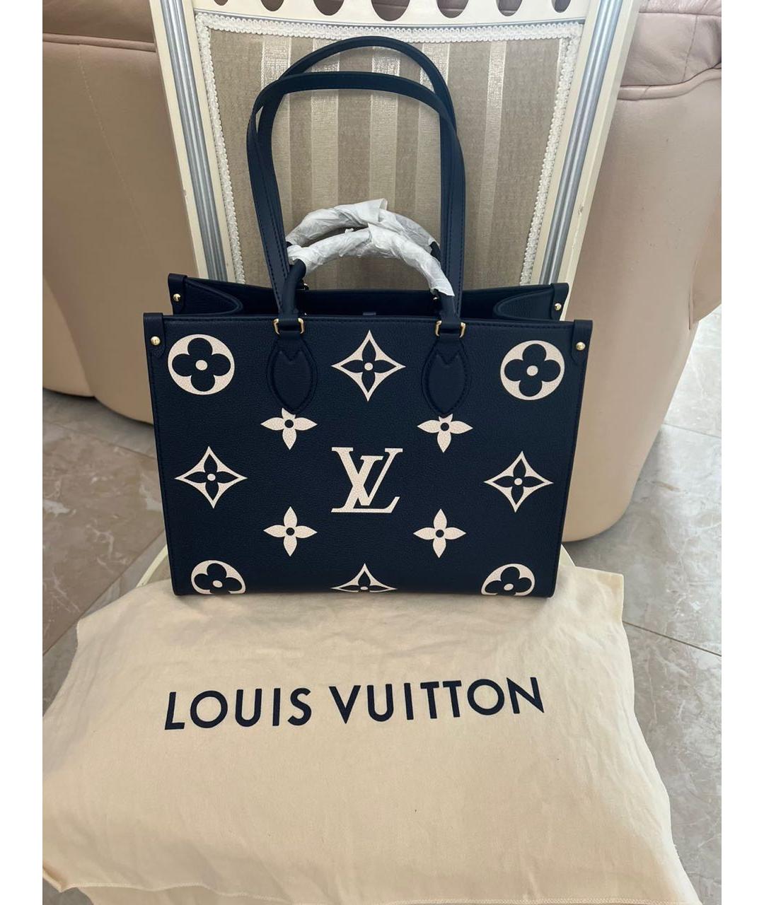 LOUIS VUITTON Темно-синяя кожаная сумка тоут, фото 2
