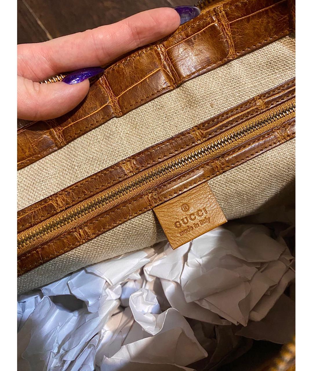 GUCCI Оранжевая сумка через плечо из экзотической кожи, фото 4